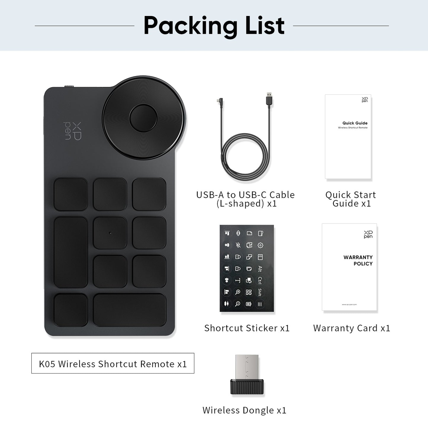 XPPen Controle Remoto sem Fio com Teclas de Atalho Express Key Bluetooth 5.0, teclas de atalho personalizáveis para monitor de tablet gráfico com caneta