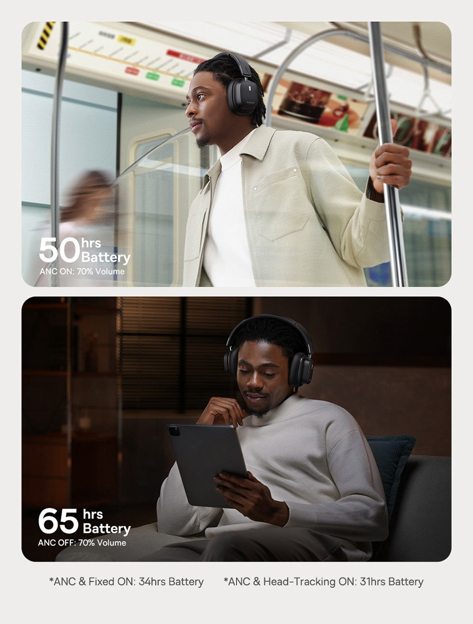 Baseus Bowie 30 Max Bluetooth Headphones 45dB Noise Cancellation Hi-res LDAC Over Ear Headset 3D Spatial Audio Wireless Earphone
