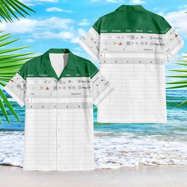 Excel Hawaiian Shirt Men's Fashion Shirt Spreadsheet Software Design Print T-shirts 2025 Vacation Style Y2K Summer Shirts