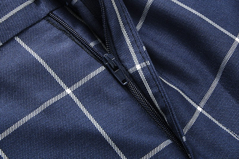 Fashion Male Business Social Suit Pants Black / Blue / Burgundy Men Wedding Plaid Dress Trousers