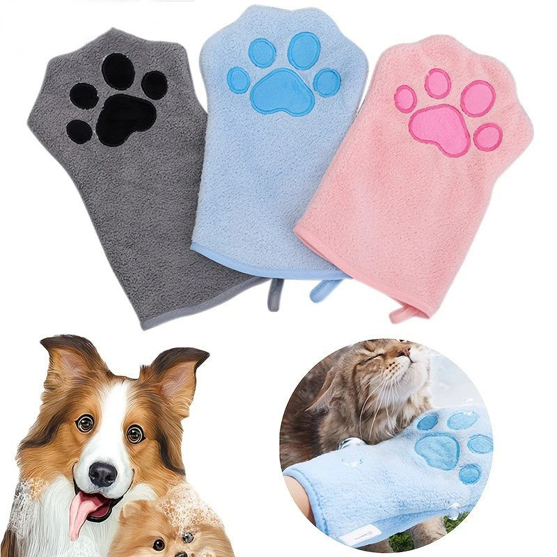 Luvas de Banho de Secagem Rápida para Cães Luvas de Higiene para Pets Multicores Macias com Estampa de Patinha para Cães e Gatos, Essenciais para Banho e Secagem