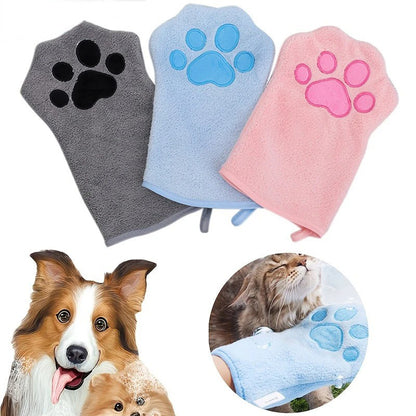 Luvas de Banho de Secagem Rápida para Cães Luvas de Higiene para Pets Multicores Macias com Estampa de Patinha para Cães e Gatos, Essenciais para Banho e Secagem