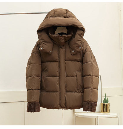 Lambswool Patchwork Thick Women Winter Coat 2025 New Fashion Hooded Puffer Jackets Cotton Padded Short Parkas