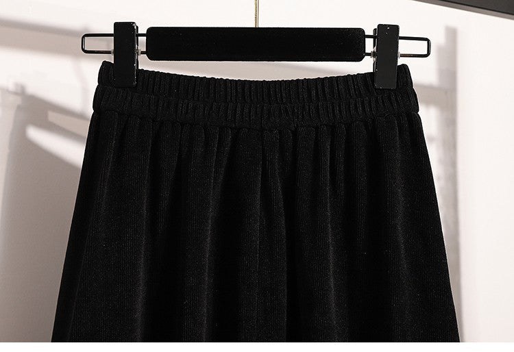 2025 Plus Size Pleated Skirts Solid Versatile Medium Length Skirt A-Line Maxi Gown Cover Autumn Winter New Half-length Skirt