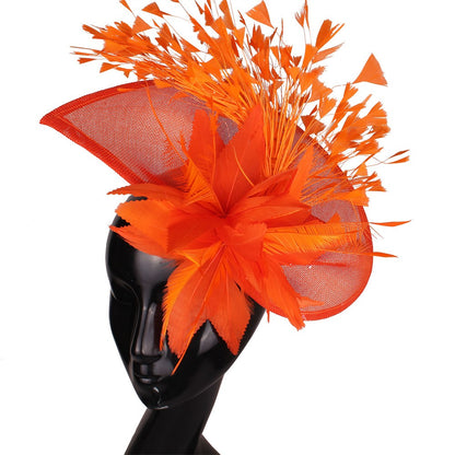 Fascinator Azul Royal Deslumbrante com Presilhas Chapéu Elegante Feminino com Penas para Casamento Acessórios de Cabelo de Noiva Chapelaria Feminina