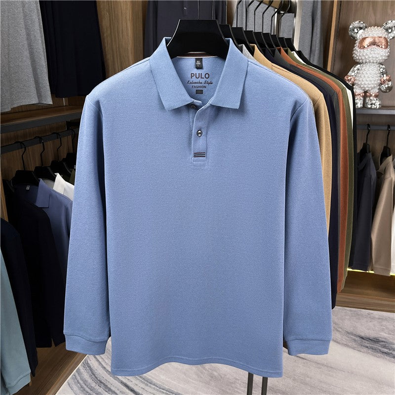 100Cotton Original Quality Men's Polo Shirt Simple Front Embroid Long Sleeve Autumn Lapel T-Shirt Business Casual Trend Menswear