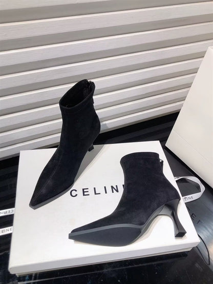 Autumn Women's High Heel Leopard Print Ankle Boots New Winter Pointed Head Thin Heel Chelsea Boots for Shoes Dress D503