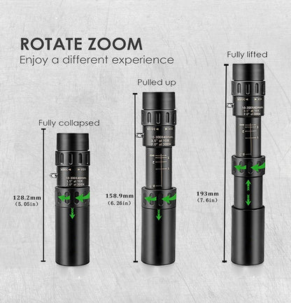 Telescópio com Zoom 10-300x40 HD 4K Binóculos Potentes Portáteis Longo Alcance Monocular Profissional BAK4-Prismático Para Caça e Acampamento