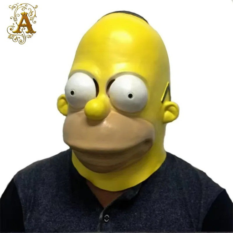 Anime Movie Simpson Cosplay Mask Festival Party Stage Performance Wear Hood Children's Day Yellow Latex Face Shield