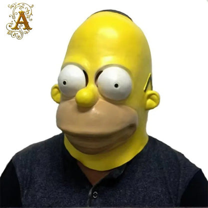 Anime Movie Simpson Cosplay Mask Festival Party Stage Performance Wear Hood Children's Day Yellow Latex Face Shield