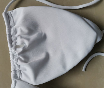 Summer Sexy Bikini set Push-up padded Bra Thong Split Swimwear Female Bandage Bathing Suit Adjustable Lacing Swimsuit Solid