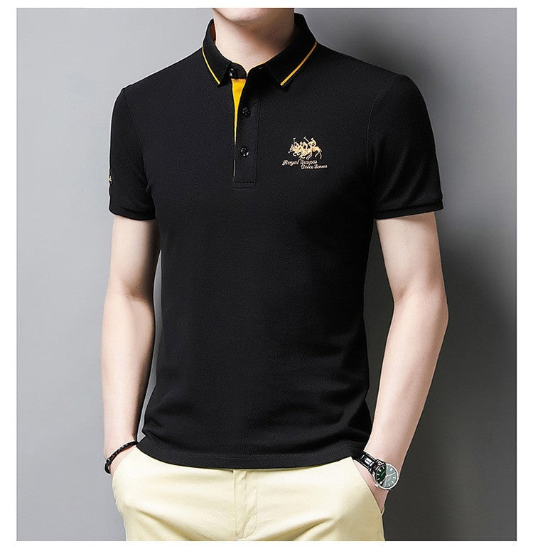New Summer Embroidered Pure Cotton Men's Luxury Polo Shirt Top Casual Short Sleeved Fashionable Wrinkle Resistant Men's T-shirt