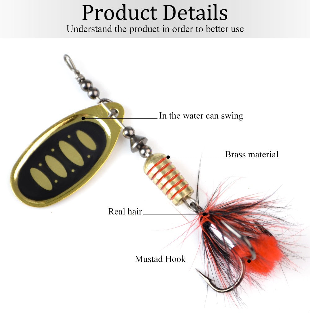 Isca de Pesca FTK Spinner Bait Colher 1pc Pena Isca para Água Salgada Acessórios Anzol Triplo Metal Isca Dura Wobblers Tackle
