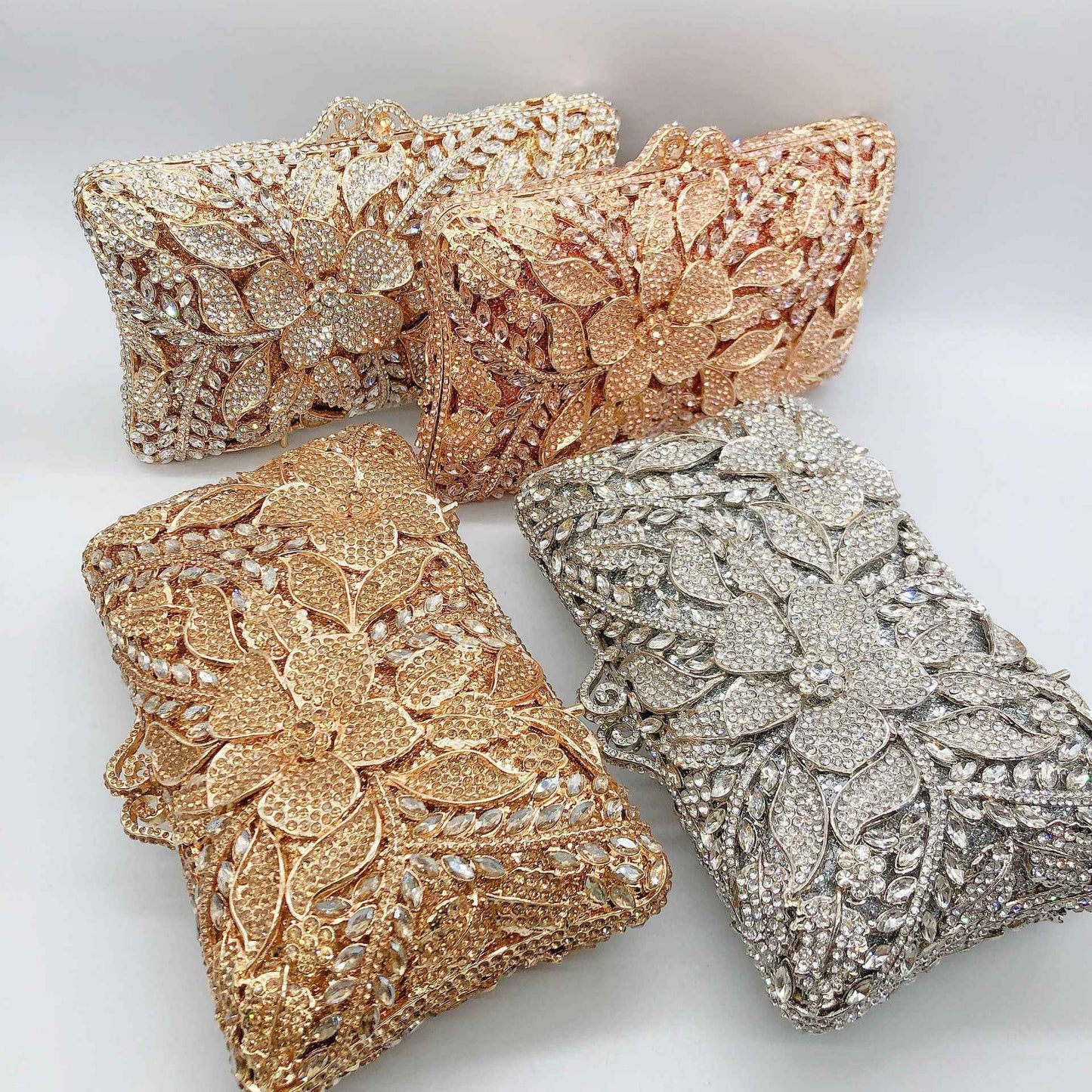 Women XIYUAN Evening Bags Gold/Silver Chain Shoulder Bags Handbags Stones Day Clutches Diamonds Metal Ladies Clutch Handbags