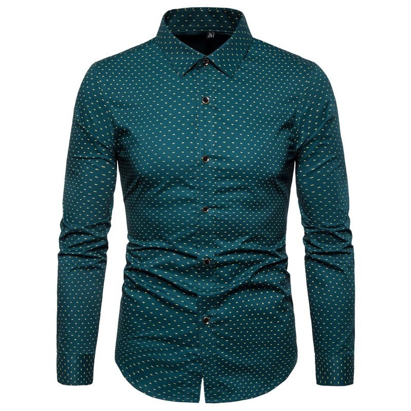 New Arrival 2025 Spring Men's Long Sleeve Shirts | Fashionable Single-Breasted Cotton Shirt in Blue Green Khaki Grey | Available
