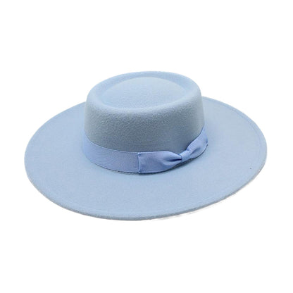 French Bow Tie Fedora Hat Winter Autumn Imitation Woolen Ladies Fedoras Top Wedding Jazz Hats Flat Top Felt Hat Bowler Hats