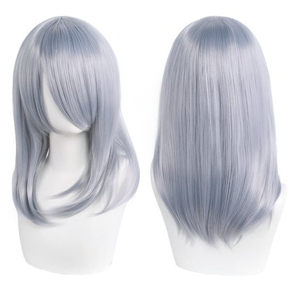 Peruca de Cosplay Média de Alta Qualidade 40cm com Franja Preta Loira Rosa Vermelha Azul Roxo Resistente ao Calor Perucas de Cabelo Sintético