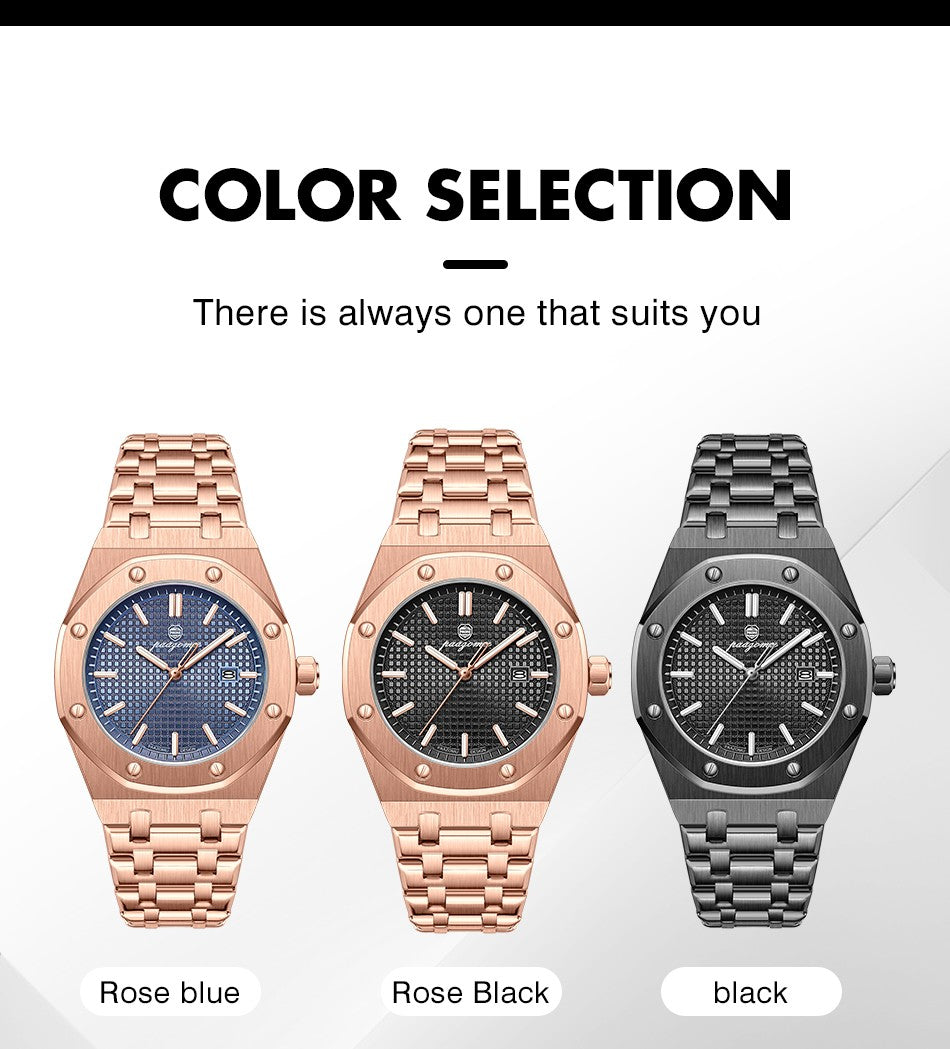 PAAZOMU Luxury Business Man Wristwatch Waterproof Luminous Date Men Watch Stainless Steel Fashion Quartz Watches For Men Reloj