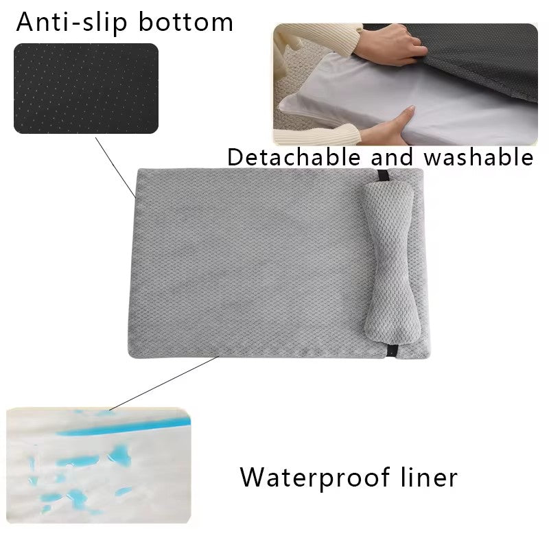 Cama Quente Calmante para Cães com Almofada, Tapete Felpudo e Fofo para Cães com Capa de Inverno Removível para Cães e Gatos de Porte Grande, Médio e Pequeno