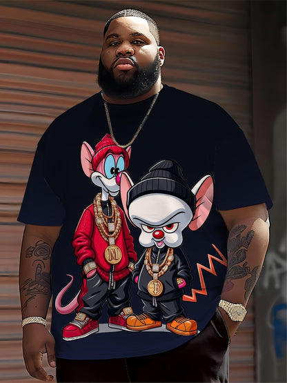 Men's Hip-Hop Cartoon T-Shirt - Casual,Crew Neck,Short Sleeve,100% Polyester,Regular Fit,Summer Streetwear for Running & Daily