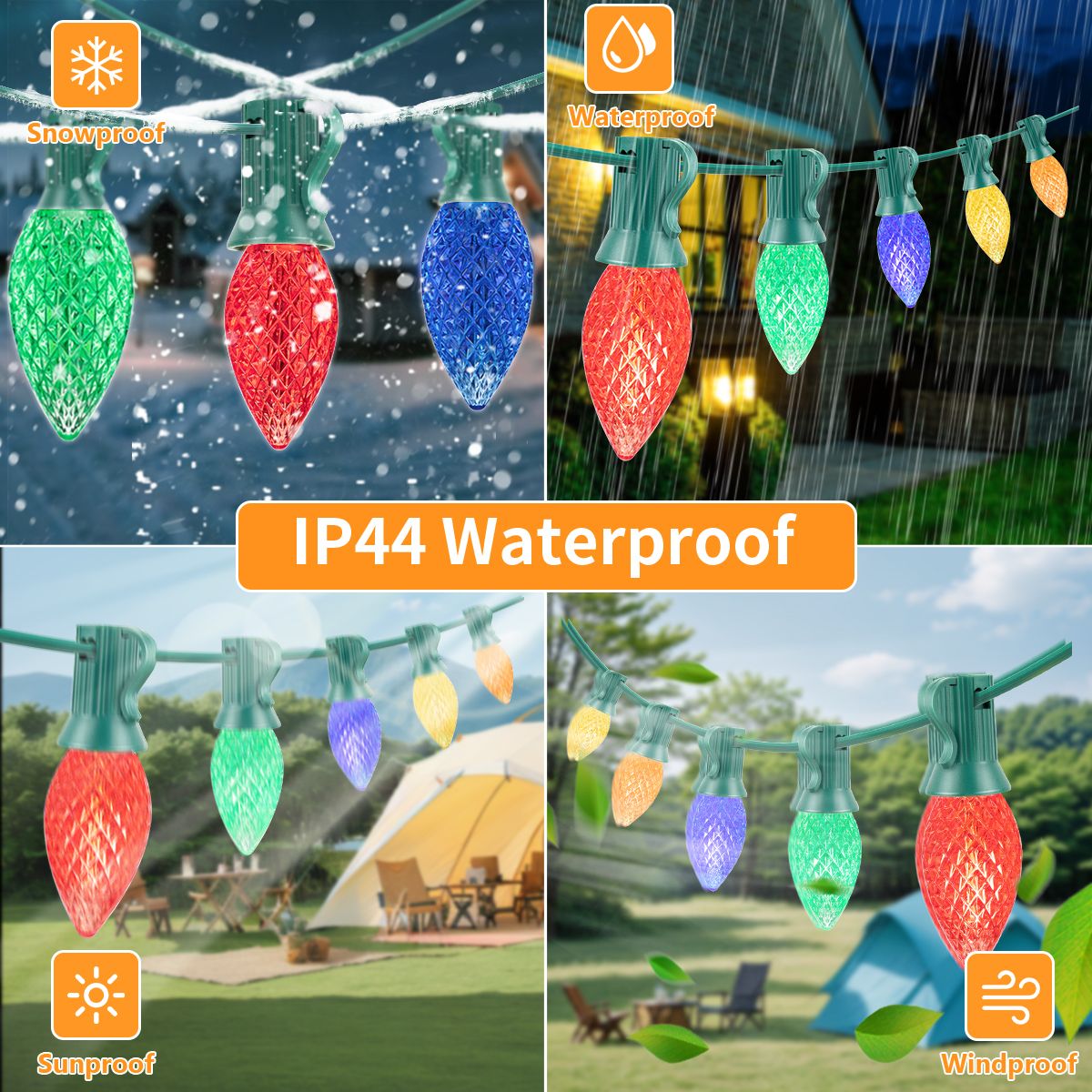 C7 Multicolor Garland Led String Lights 110V 220V E12 0.6W Waterproof Plastics Anti-Drop Festoon New Year's Brithday Light Chain