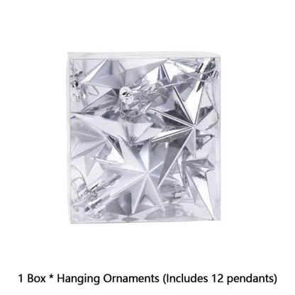 6/12pcs Plastic Christmas Hanging Ornaments Glittering Star Shaped Xmas Tree Pendant DIY Party Supplies Festival Decorations