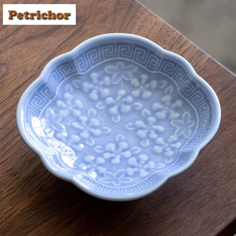 Chinese Style High Leg Fruit Dishes Ancient Pastry Plate Fruit Plate Appetizer Serving Platter Household Plates For Food Craft