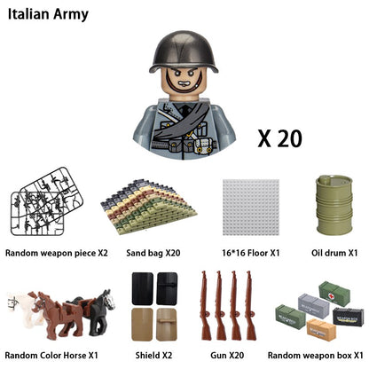 Brinquedos de blocos de montar para crianças: Modelos de Mini Armas de Exército Nacional de Guerra de Soldados de Infantaria da Segunda Guerra Mundial