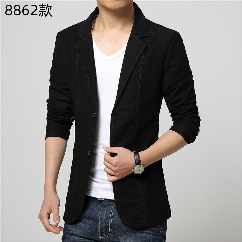 Cotton Business Casual Men Blazer Fashion Trend Slim Fit Solid Color Jacket Large Size M-6XL Khaki Black Brown Suit Coat