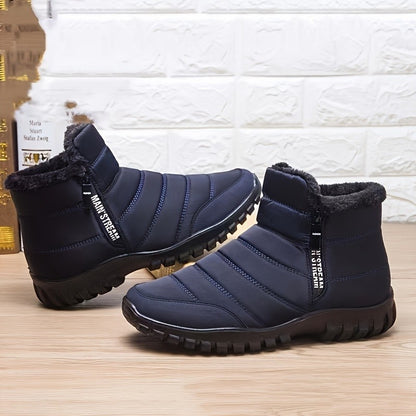 Botas de Inverno Masculinas Tênis de Algodão Quente com Zíper Botas de Neve Cano Curto, Sapatos Casuais de Outono Botas de Neve Impermeáveis com frete grátis