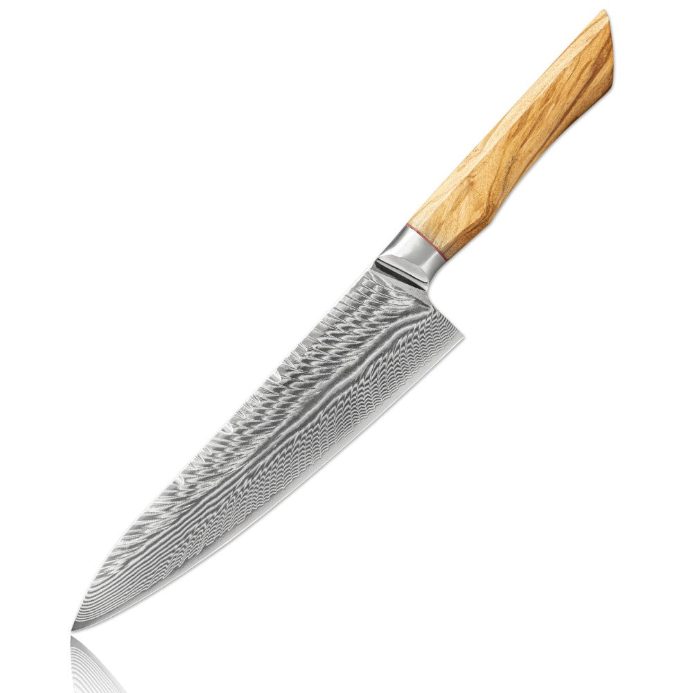 Conjunto de facas de cozinha para chef Damasco 67-LAY, faca japonesa Santoku Nakiri, faca utilitária, faca para desossar, faca de cozinha com cabo de madeira de oliveira HD