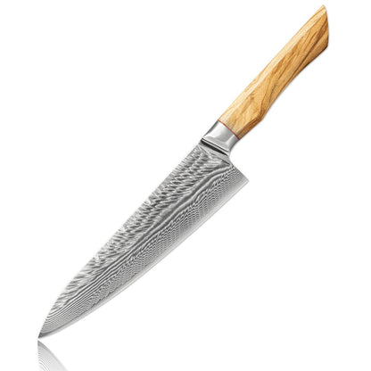 Conjunto de facas de cozinha para chef Damasco 67-LAY, faca japonesa Santoku Nakiri, faca utilitária, faca para desossar, faca de cozinha com cabo de madeira de oliveira HD
