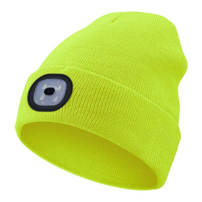 LED Light Knitted Hat Warm Elastic Beanie Autumn Winter Outdoor Sports Night Fishing Hiking Camping Glow Bonnet Unisex Headlight