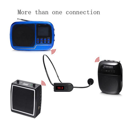 Microfone de lapela sem fio FM Megafone 87 MHz-108MHz Microfone de cabeça com display de tubo digital para fala, ensino, guia turístico e instrutor