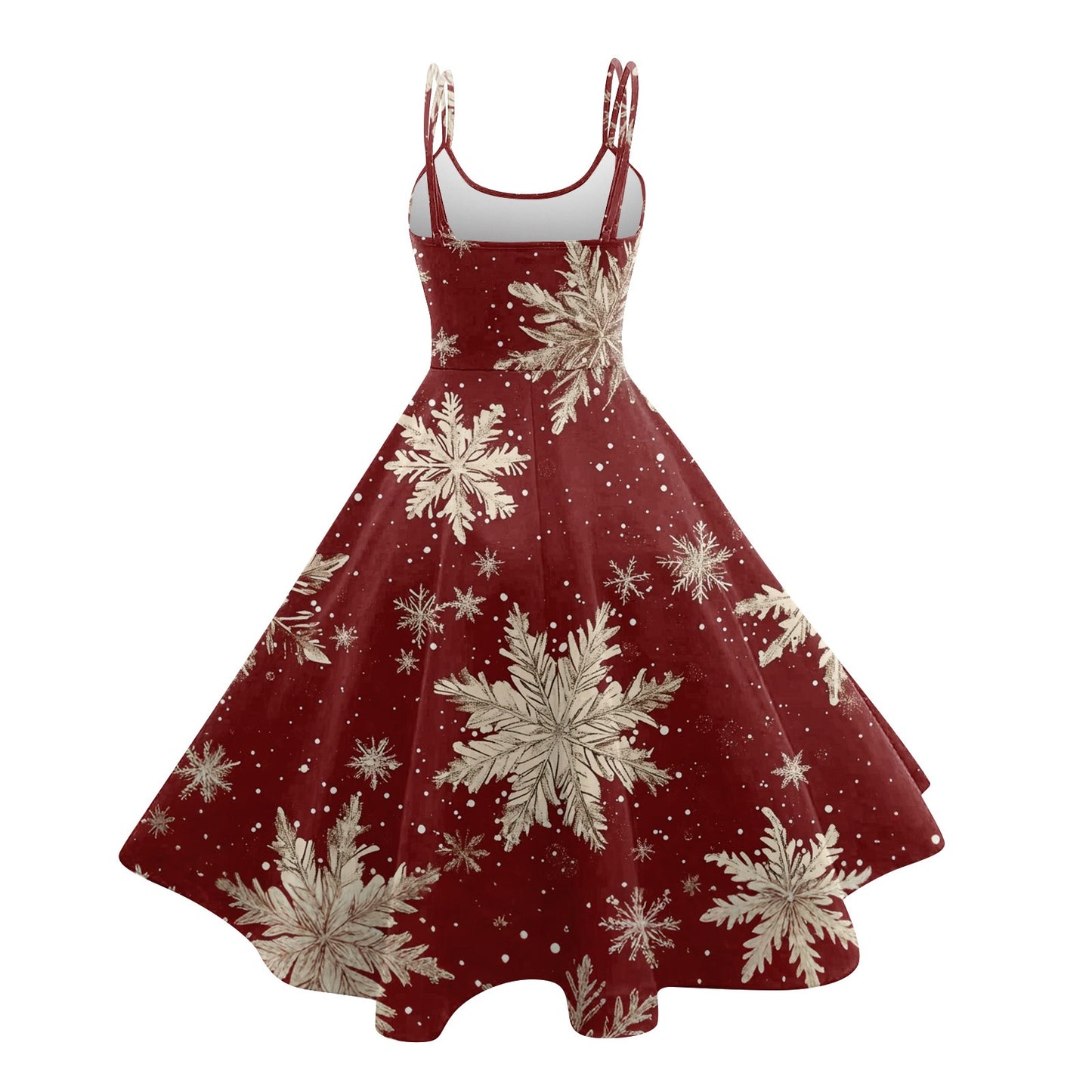 High Quality Cute Women's Casual Fashion Round Neck Christmas Print Mid-Length Dress Pretty Sweet Christmas Suspender Dress