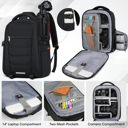 Mochila para Câmera Impermeável Antifurto para Notebook, Estojo Grande Capacidade para Câmera Fotográfica com Capa de Chuva