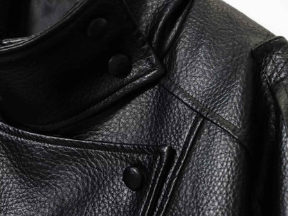 2025 autumn new women's casual fashion simple long sleeved faux leather long sleeved stand up collar leather jacket