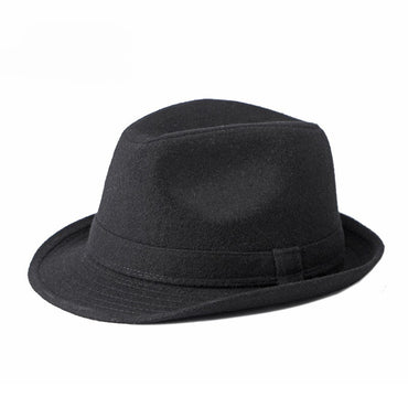 Gentleman Hat Men's British Style Retro Simple Pure Color Wool Top Hat Men's Casual Jazz Hat