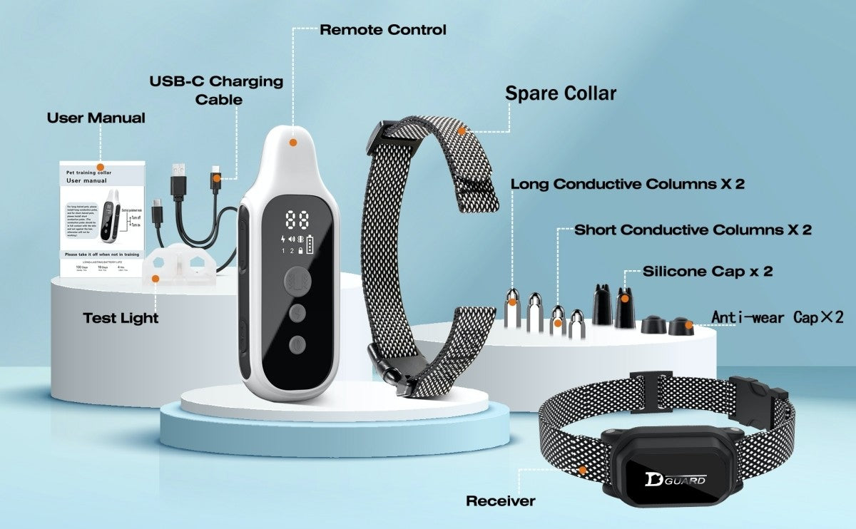 Coleira de Adestramento Digital para Cães 800m à Prova d'Água Recarregável com Controle Remoto para Todos os Tamanhos de Cães com Tela LCD Choque Vibração Som