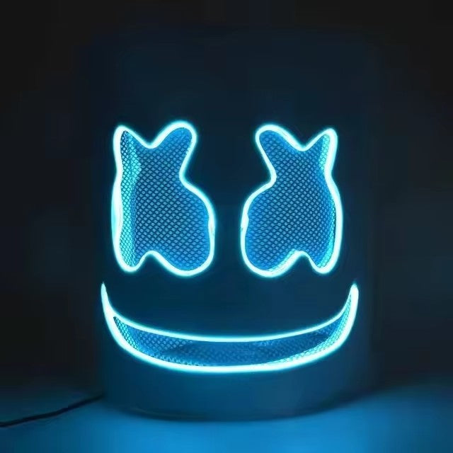 Fashion Luminous LED Mask DJ Costumes Accessories Glow Supplies Neon Light Marshmallow Mask For Music Festival Nightclub Dance