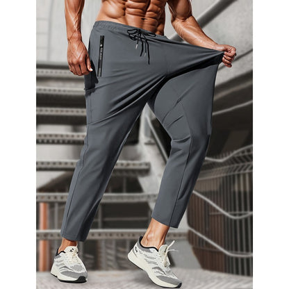 Calça Moletom Masculina de Pesca Calça Jogging Masculina de Seda Gelada Altamente Elástica com Bolsos com Zíper Calça Esportiva Respirável Elástica Presente Masculino