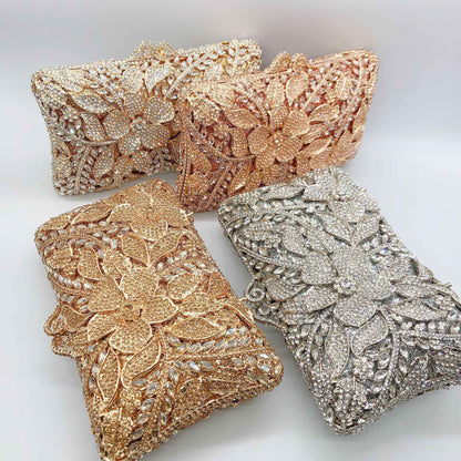 Women XIYUAN Evening Bags Gold/Silver Chain Shoulder Bags Handbags Stones Day Clutches Diamonds Metal Ladies Clutch Handbags