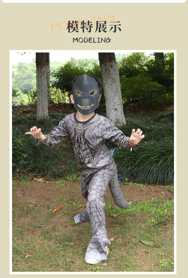 Monster Cosplay Animal Costume Dinosaur Halloween Bodysuit  Kid Boys Girl Funny Jumpsuit Carnival For Toddler Child Catsuit+Mask
