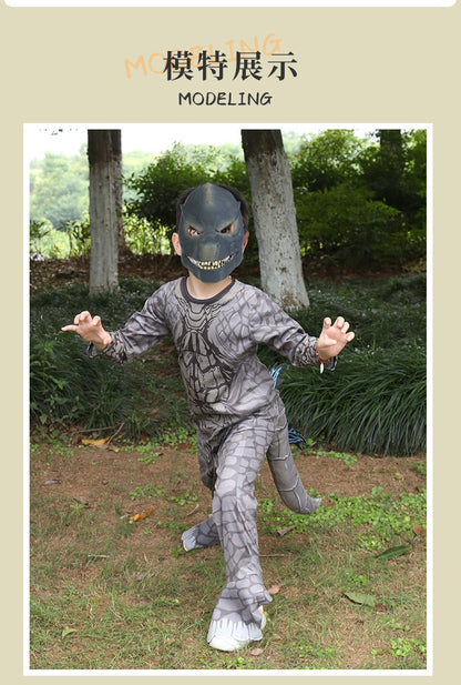 Monster Cosplay Animal Costume Dinosaur Halloween Bodysuit  Kid Boys Girl Funny Jumpsuit Carnival For Toddler Child Catsuit+Mask