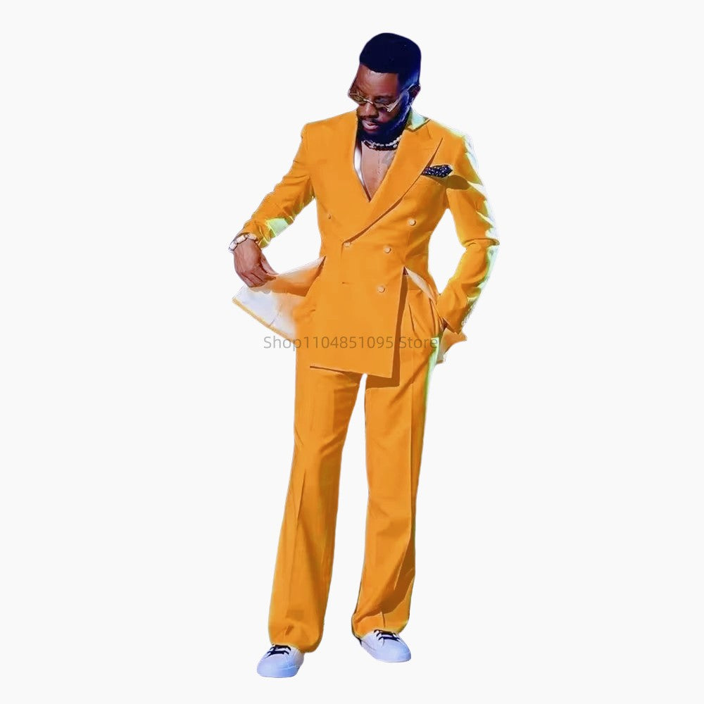 Men's 2-Piece Smoking Tuxedo Casual Double-Breasted Blazer Fitted Wedding Attire for Graduation Parties Moda Style