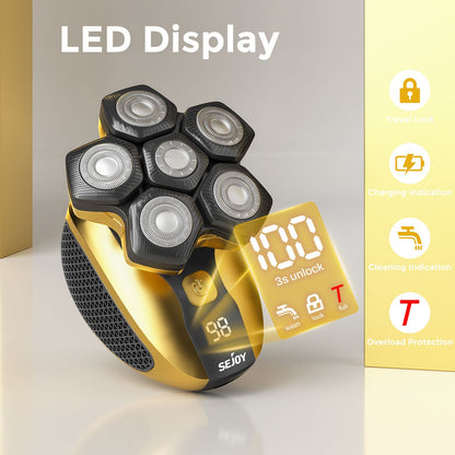 Sejoy Men 6D Floating Men Electric Shaver Wet Dry Beard Hair Trimmer Electric Razor Rechargeable Bald Head Shaving Machine