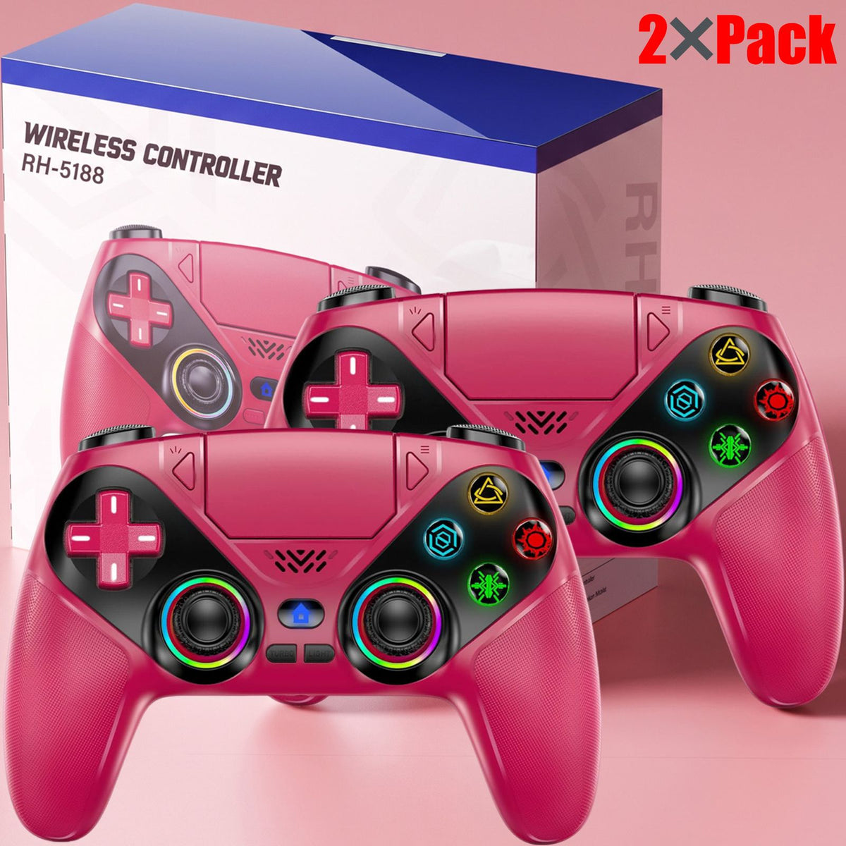 Gamepad For Playstation 5 PS5 Pro/Slim/PC,RGB Wireless Controller  6-Axis Gyro Dual Shock Turbo&Marco Programable Game Controle