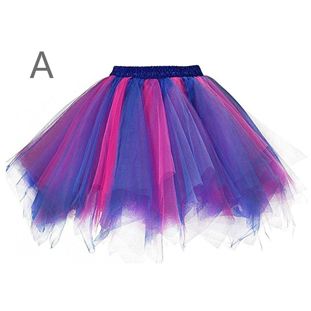 Princess Midi Fairy Tulle Skirt Pleated Dance Tutu Skirts Womens Lolita Petticoat Jupe Tulle Femme Party Puffy Skirts Adult