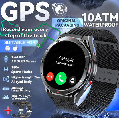2025 AGPS New Men Smart Watch DIgital Military Sport Electronic Bluetooth 10 ATM Waterproof Diving Original Bracelet