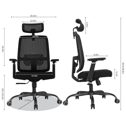 Nova Cadeira de Escritório Ergonômica em Malha com Suporte Lombar Ajustável Inclinação de 120° Cadeira de Computador Confortável com Braços Macios Retráteis